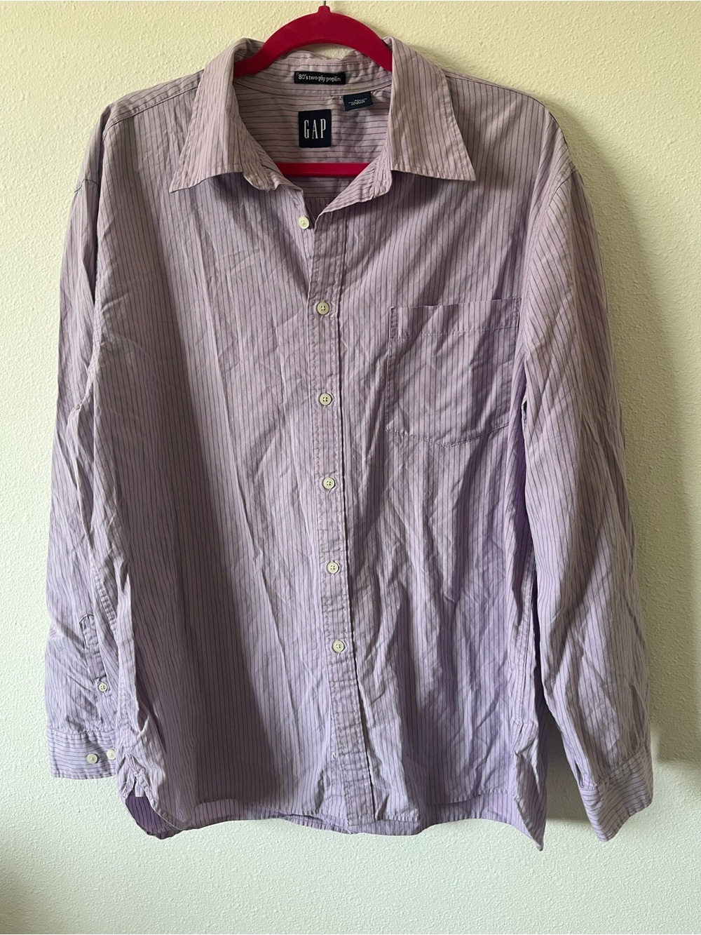GAP Men's Light Purple Pinstripe Button-Up Shirt